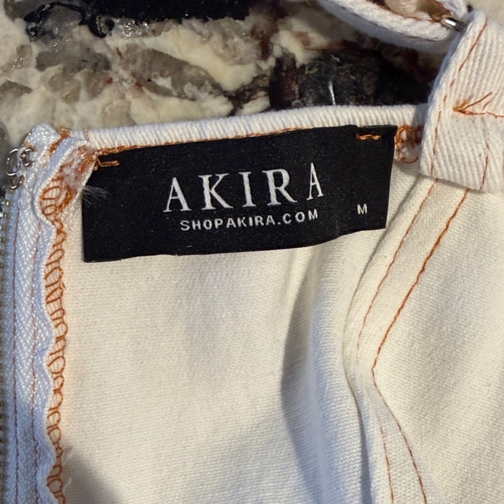 AKIRA White Mini Dress with Gold Chain Straps NWOT - Picture 2 of 8